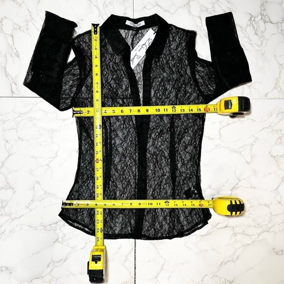 LAQUAN SMITH Lace Button Down Shirt SZ L $495 - Picture 15 of 16